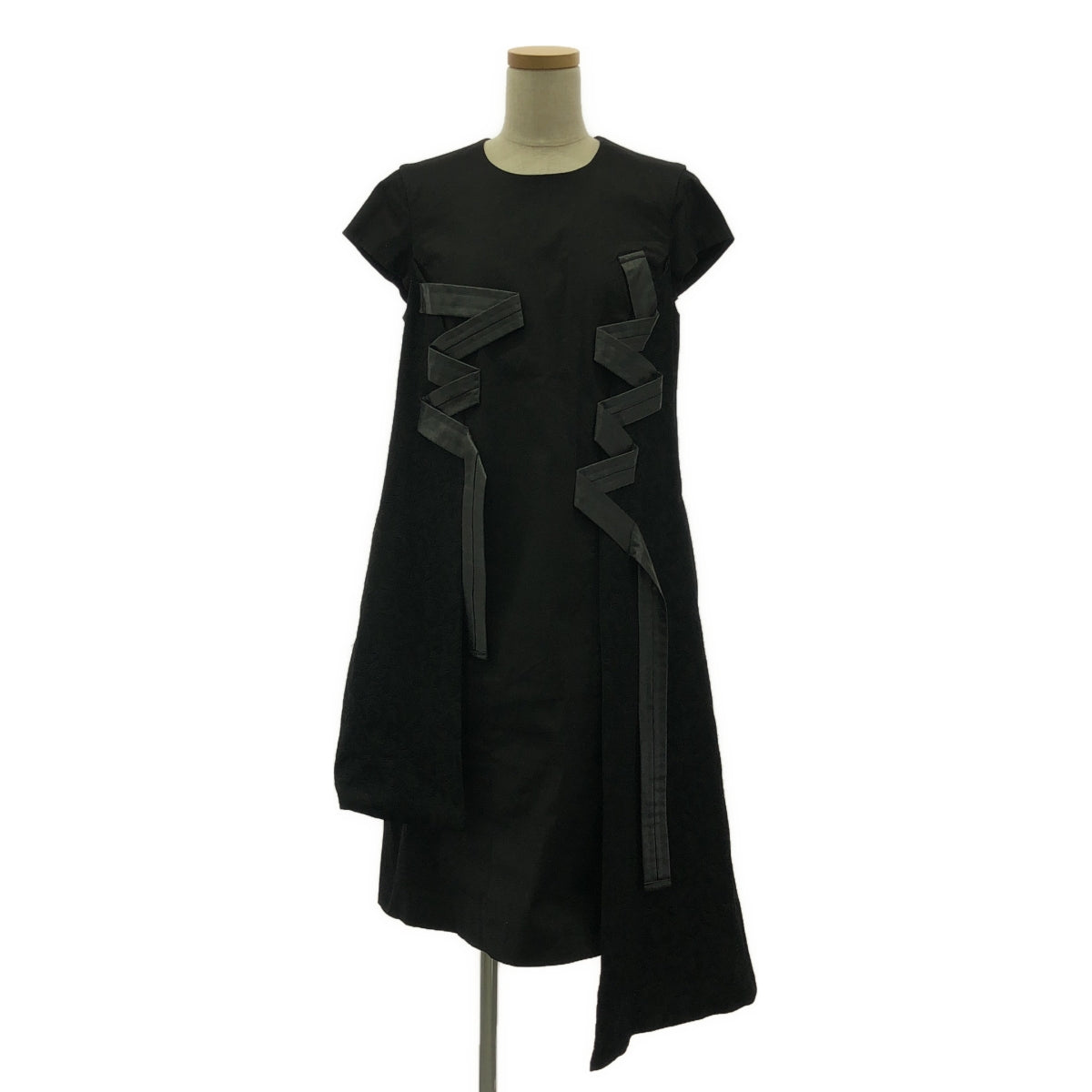 noir kei ninomiya / ノワールケイニノミヤ | 2016AW | レザー テープリボン アシンメトリー ワンピース | S | ブラック | レディース