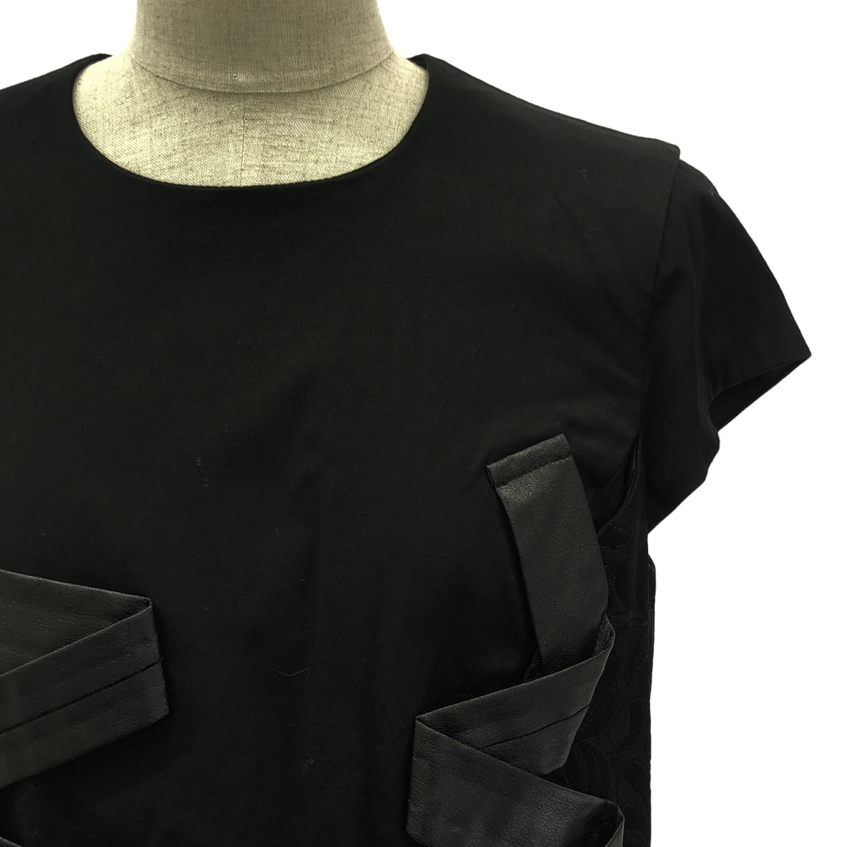 noir kei ninomiya / ノワールケイニノミヤ | 2016AW | レザー テープリボン アシンメトリー ワンピース | S | ブラック | レディース