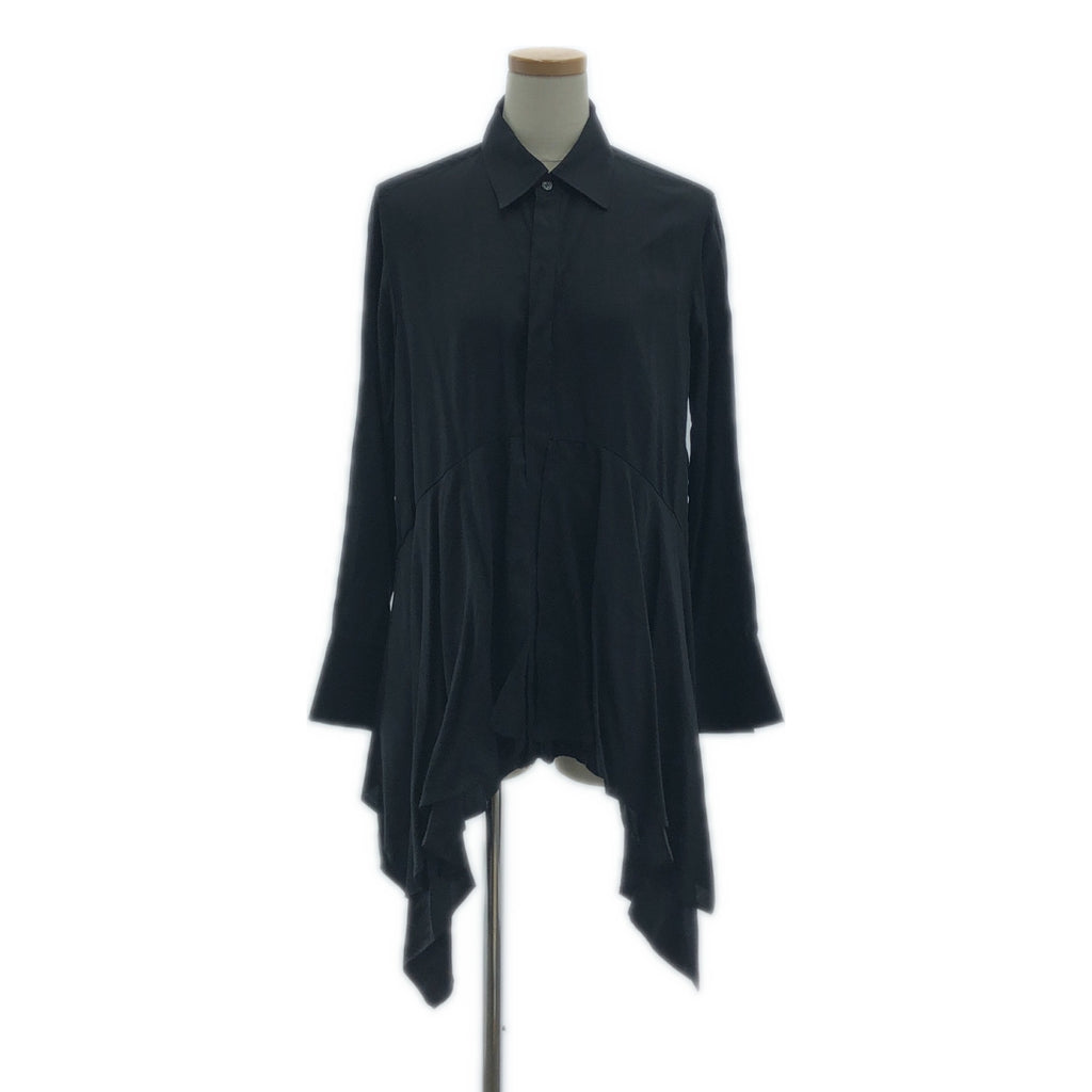 【美品】  TAKESHI KOSAKA by Y's Pink Label / タケシコウサカバイワイズピンクレーベル | 2014SS | テンセル レイヤード スリット ロングシャツ ブラウス | 2 | ブラック | レディース