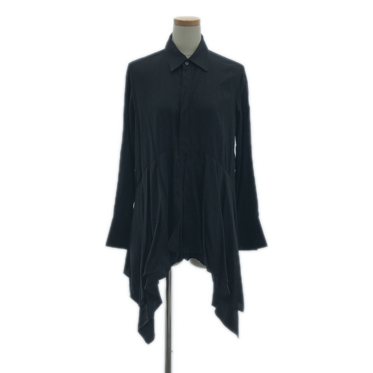 【美品】  TAKESHI KOSAKA by Y's Pink Label / タケシコウサカバイワイズピンクレーベル | 2014SS | テンセル レイヤード スリット ロングシャツ ブラウス | 2 | ブラック | レディース