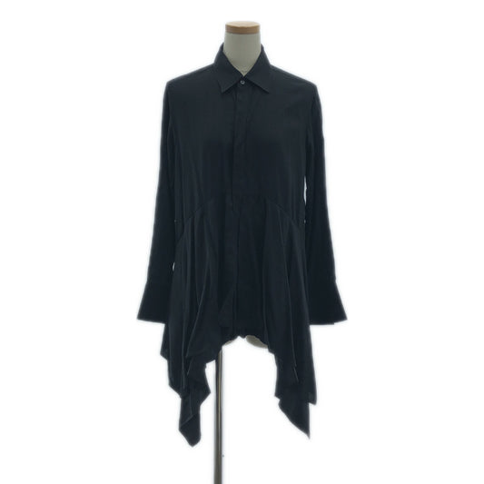 【美品】  TAKESHI KOSAKA by Y's Pink Label / タケシコウサカバイワイズピンクレーベル | 2014SS | テンセル レイヤード スリット ロングシャツ ブラウス | 2 | ブラック | レディース