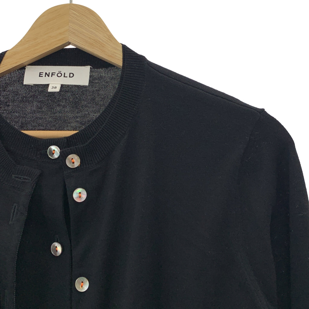 ENFOLD / エンフォルド | シルク コットン フロントレイヤード クルーネック ニット カーディガン | 38 |
