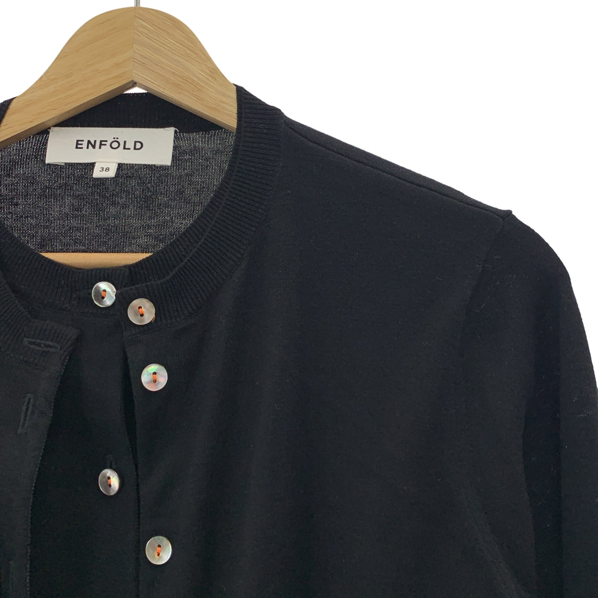 ENFOLD | 絲棉混紡前片圓領針織開襟衫 | 38 碼 |