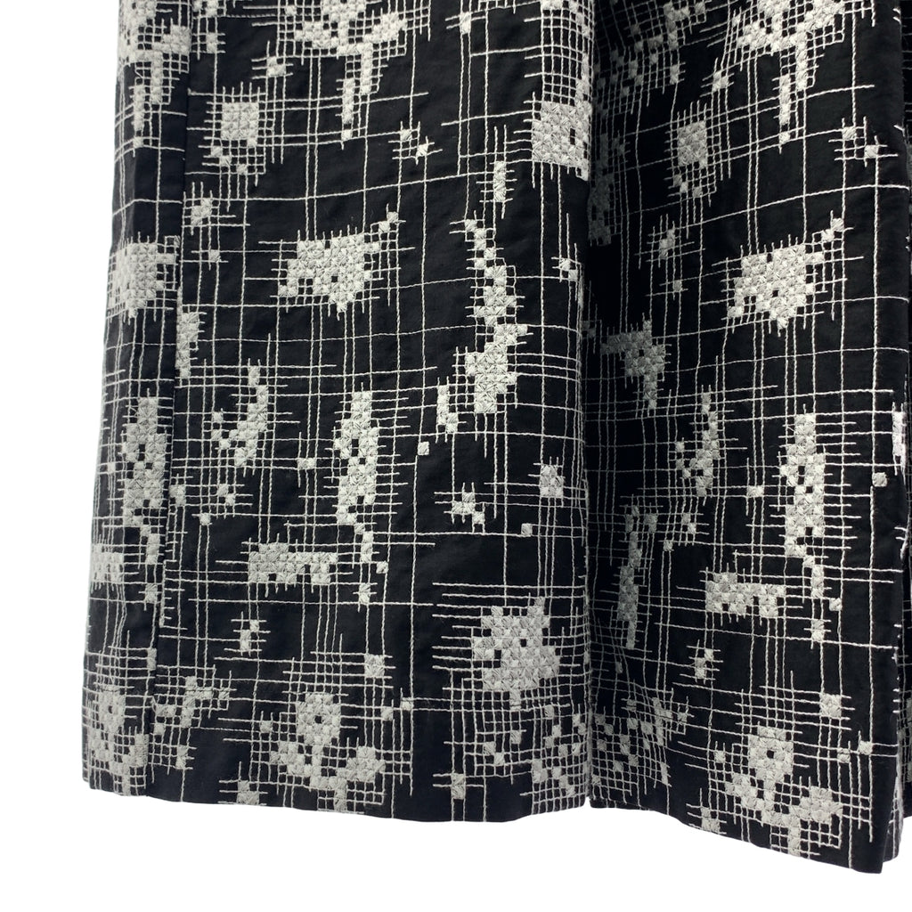 【美品】  mina perhonen / ミナペルホネン | 2022SS | amahana アマハナ / 刺しゅう ドローストリング イージースカート | F | ブラック / ホワイト | レディース