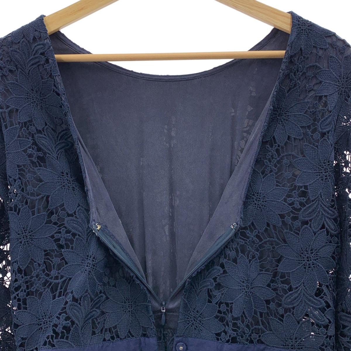 [狀況極佳] MYLAN | 蕾絲皮帶長裙 | F碼 | 海軍藍 | 女款