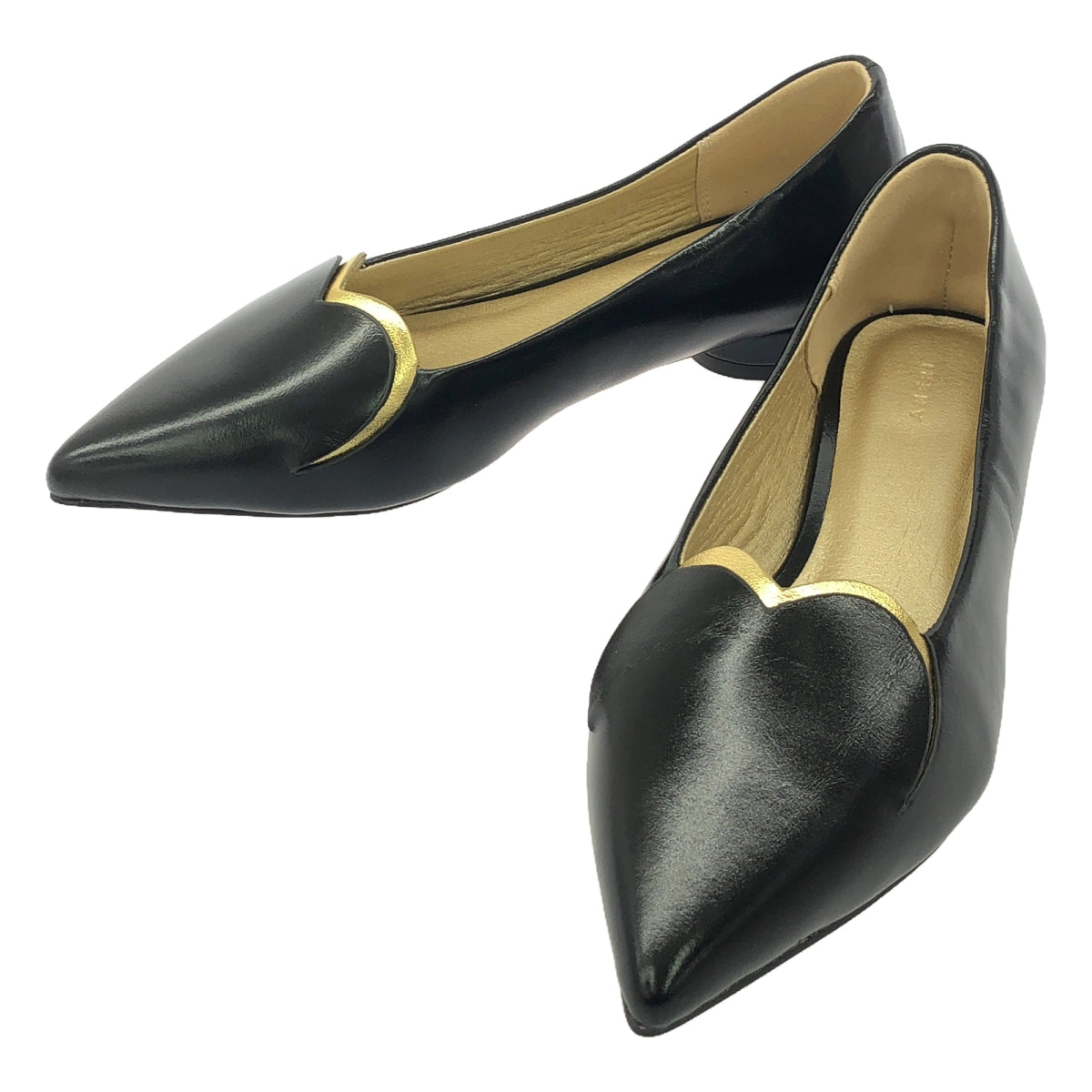 【美品】  Ameri VINTAGE / アメリヴィンテージ | HEART MOTIF POINTED TOE PUMPS ハート ポインテッド パンプス | S | ブラック | レディース