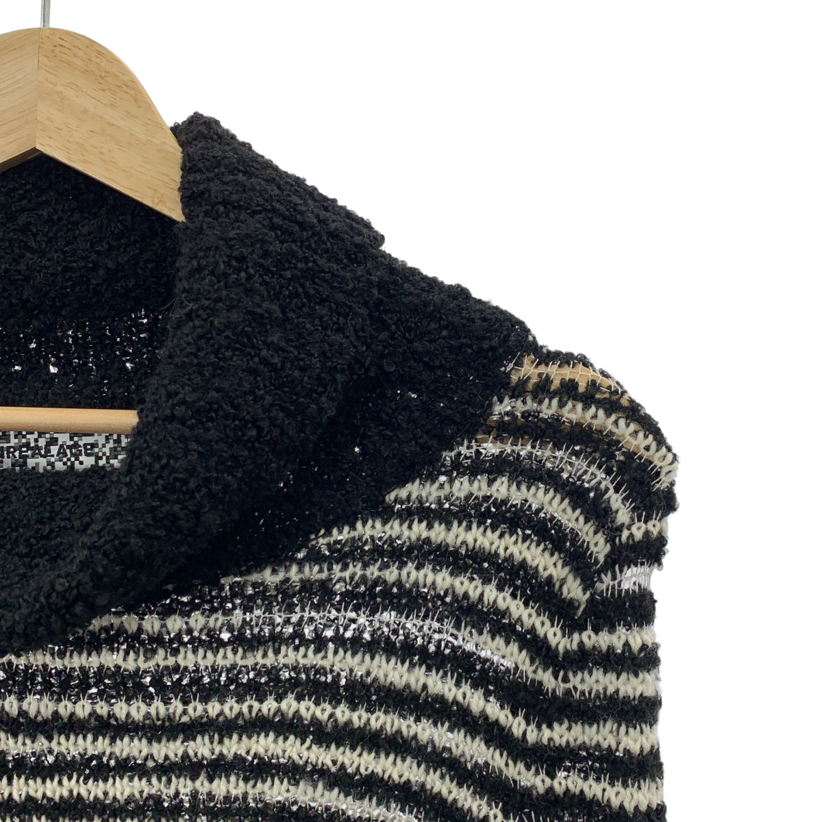 ANREALAGE / アンリアレイジ | ボーダー ローゲージ タートルネックニット | 38 | ブラック | レディース