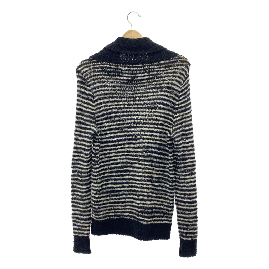 ANREALAGE / アンリアレイジ | ボーダー ローゲージ タートルネックニット | 38 | ブラック | レディース