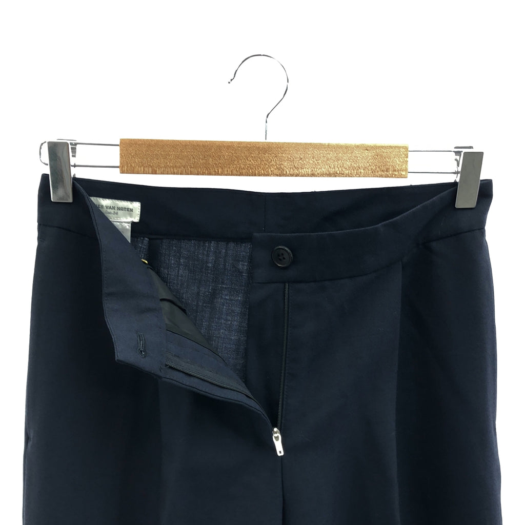 【新品】  DRIES VAN NOTEN / ドリスヴァンノッテン | ウール スラックスパンツ | 34 | ネイビー | レディース