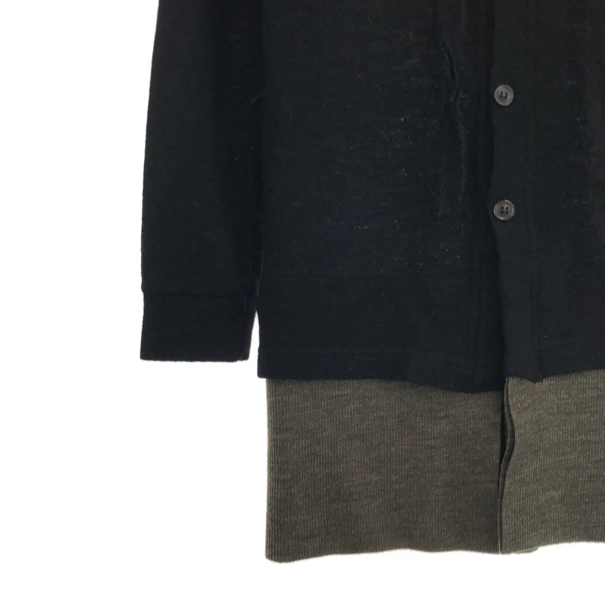 Y's / Y's 山本耀司 |雙色對接長針織開襟衫連帽衫 | 2 |黑色/棕色|女性的