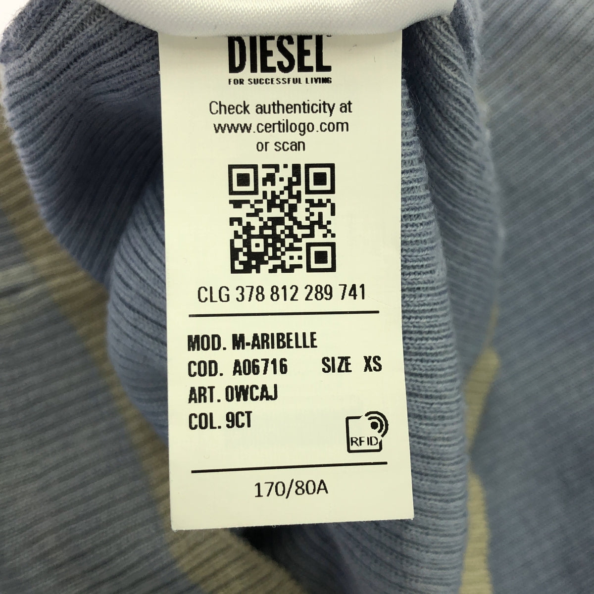 DIESEL / ディーゼル | ハイネック配色リブニット | XS | ブルー | レディース
