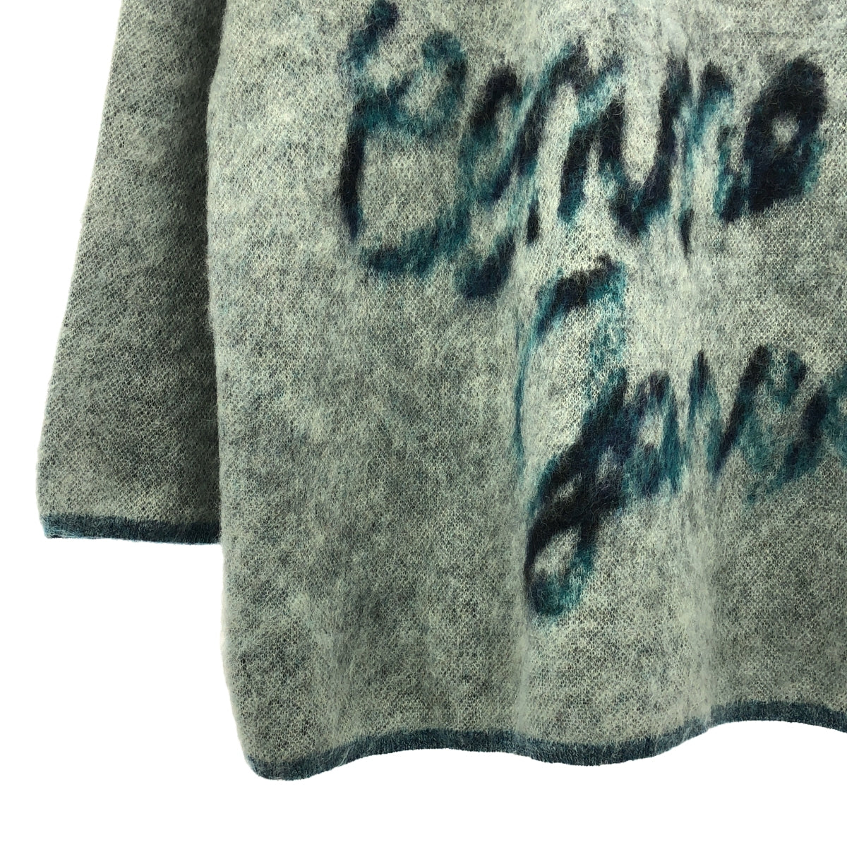 【美品】  COMME des GARCONS HOMME PLUS / コムデギャルソンオムプリュス | 2022AW | ロゴ モヘア クルーネックニット | ブルー/ライトグレー | メンズ
