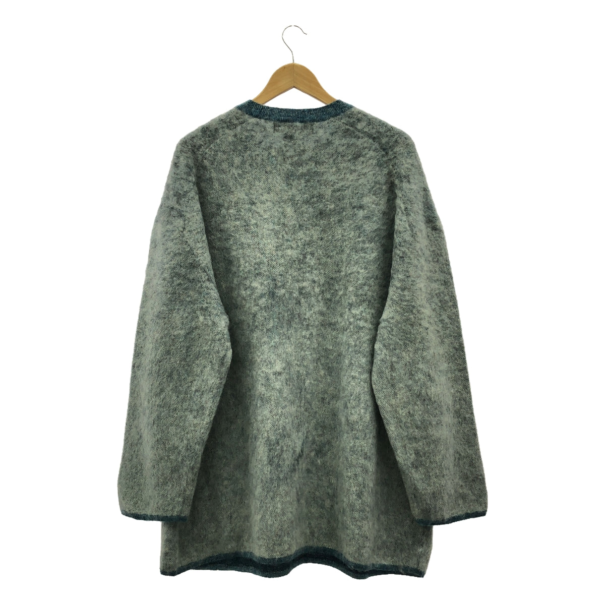 【美品】  COMME des GARCONS HOMME PLUS / コムデギャルソンオムプリュス | 2022AW | ロゴ モヘア クルーネックニット | ブルー/ライトグレー | メンズ