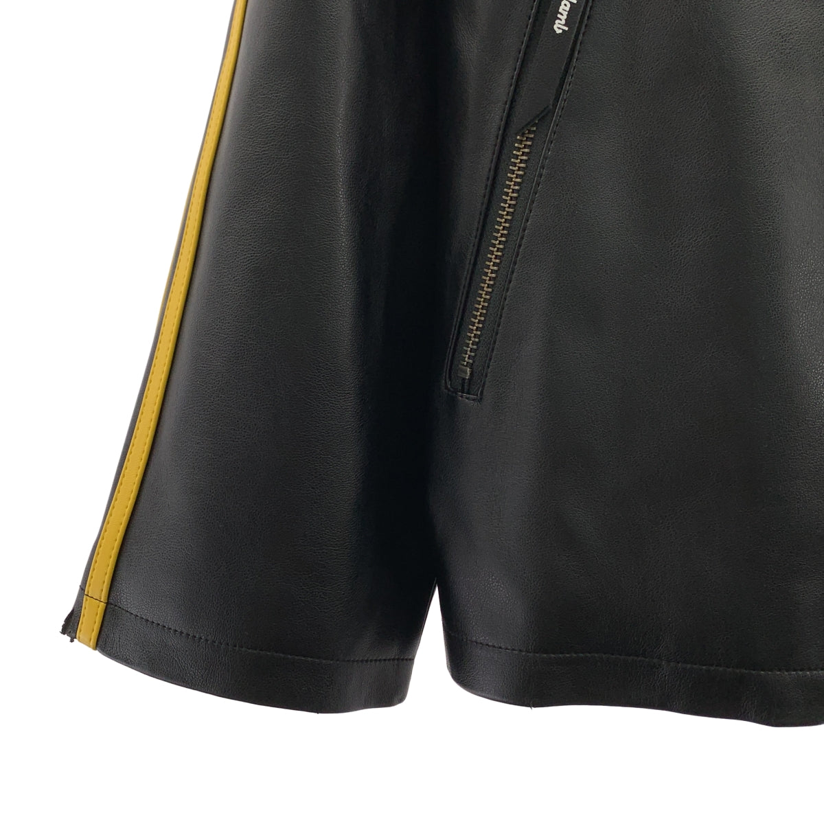 [類似新品] glamb | x hide 羊皮線條派克大衣 / 標誌側條紋拉鍊連帽外套 | L 碼 | 黑色 | 男款