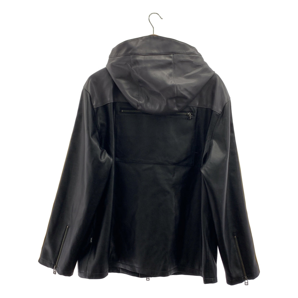 glamb / 그램 | × hide Lamb Leather Line Parka / 로고 사이드 라인 지퍼 오버 재킷 후디 | L | 남성