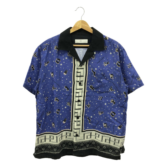 TOGA VIRILIS | CUPRA COTTON PRINT | Open collar shirt with cupra print | 46 | Navy | Men's