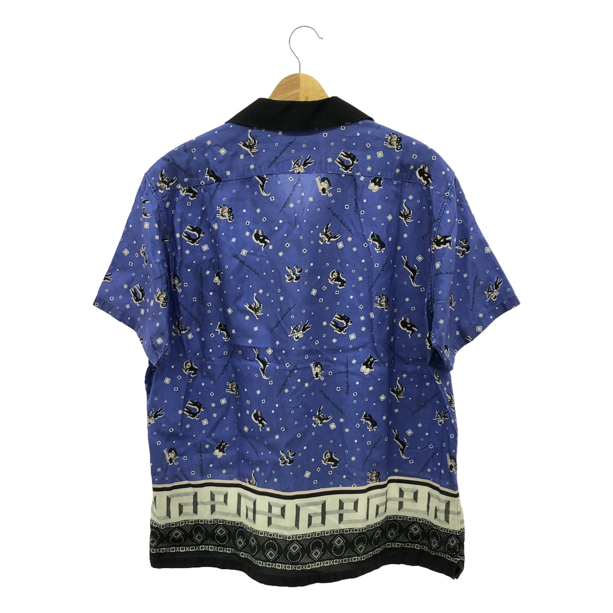 TOGA VIRILIS | CUPRA COTTON PRINT | Open collar shirt with cupra print | 46 | Navy | Men's