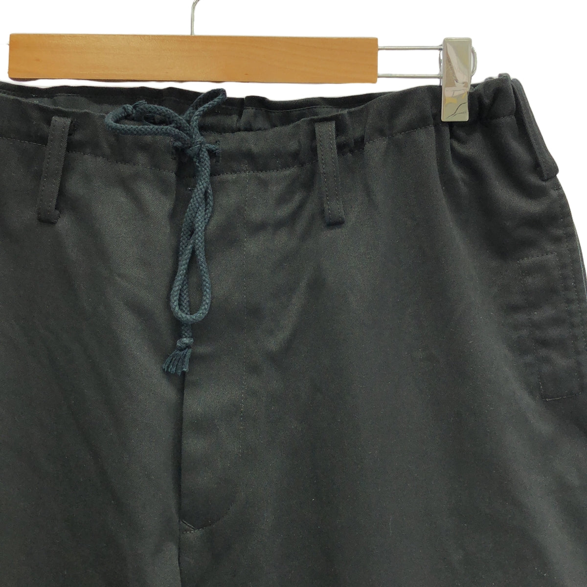 YOHJI YAMAMOTO POUR HOMME / ヨウジヤマモトプールオム | 2020AW | ドローストフロントパネルストリング ワイドパンツ | 1 | ブラック | メンズ