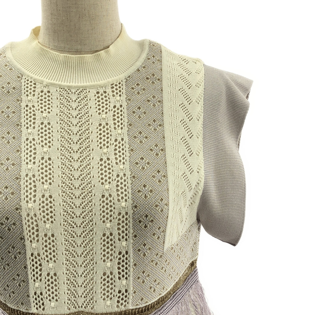 Mame Kurogouchi / マメクロゴウチ | SASH JAQUARD SLEEVELESS KNIT フリンジノースリーブニット | 2 | レディース