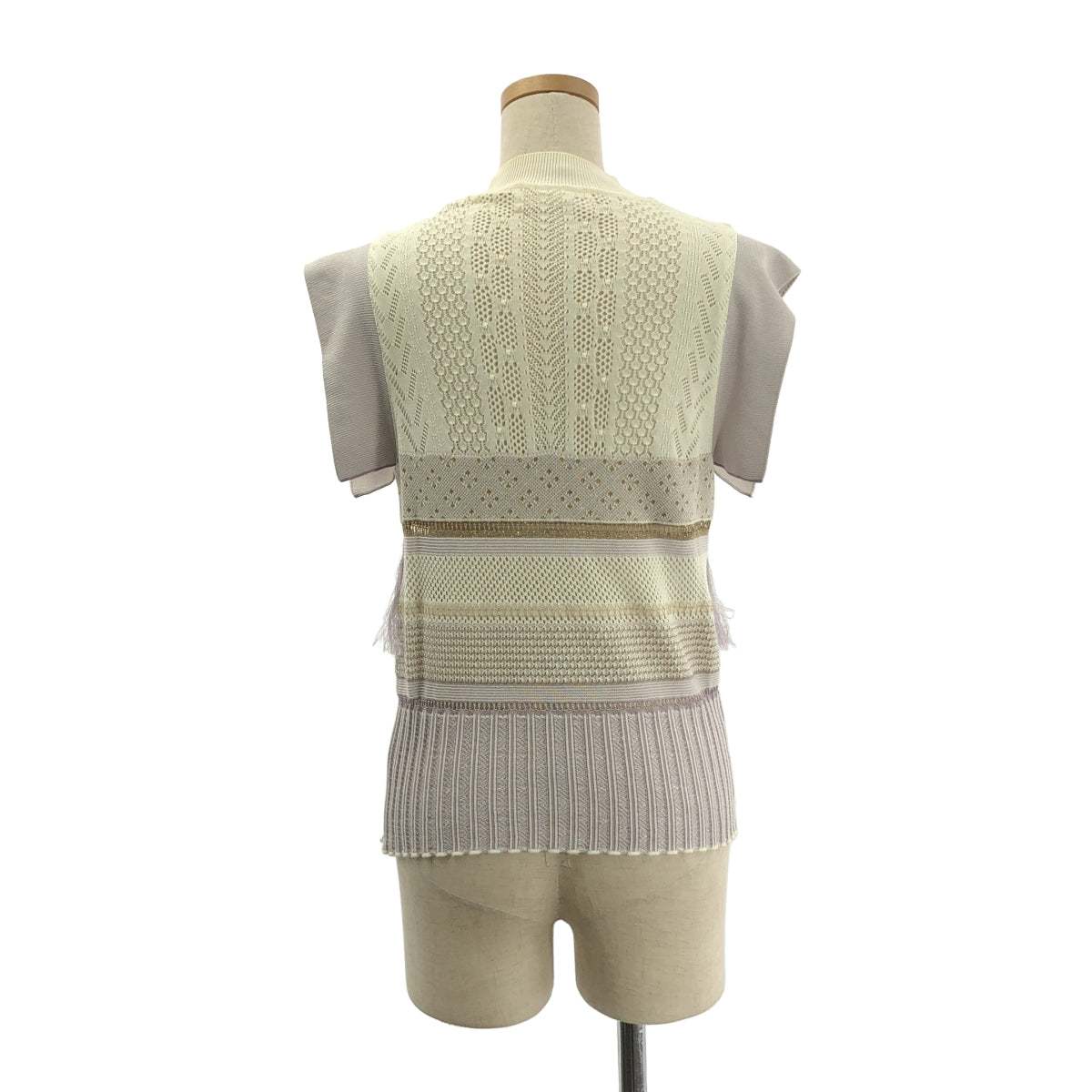 Mame Kurogouchi / マメクロゴウチ | SASH JAQUARD SLEEVELESS KNIT フリンジノースリーブニット | 2 | レディース