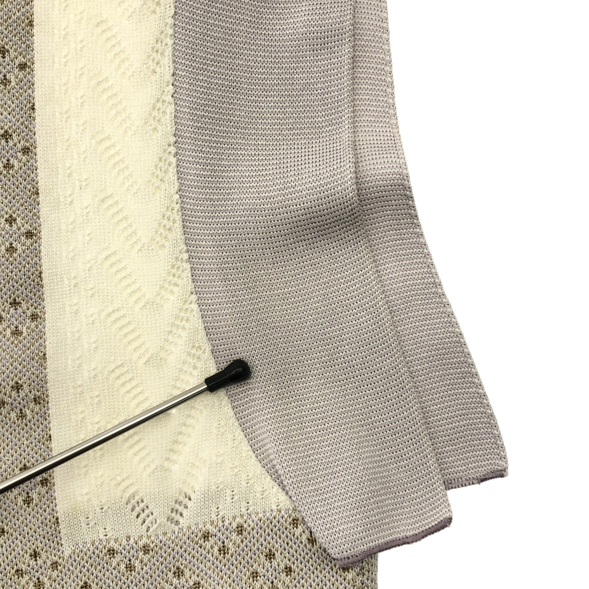 Mame Kurogouchi / マメクロゴウチ | SASH JAQUARD SLEEVELESS KNIT フリンジノースリーブニット | 2 | パープル/アイボリー | レディース