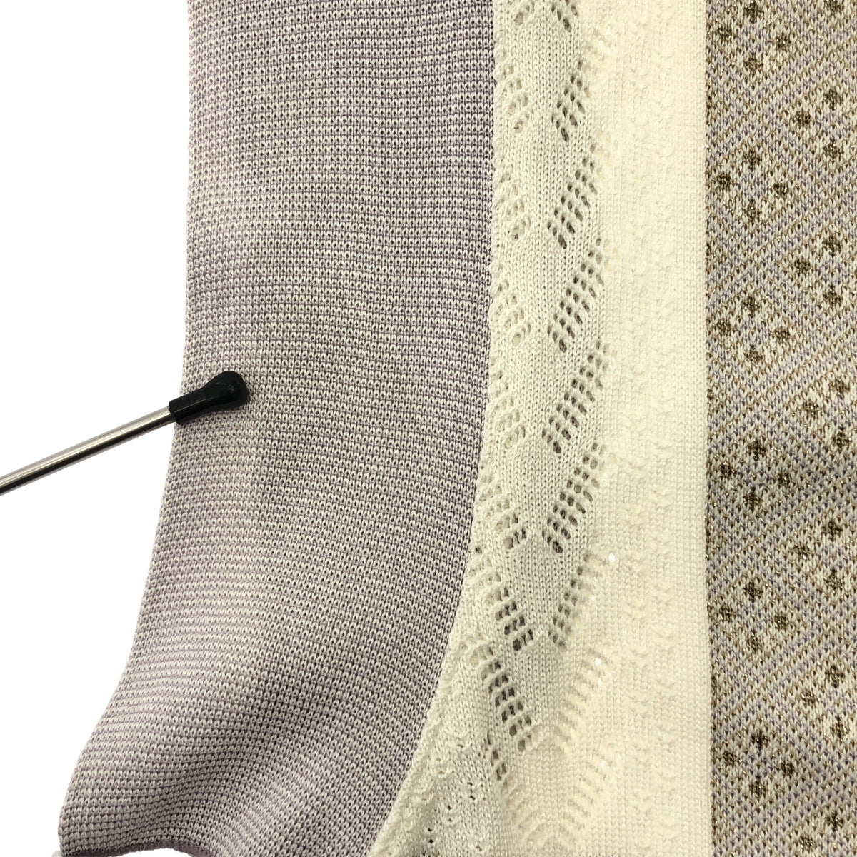 Mame Kurogouchi / マメクロゴウチ | SASH JAQUARD SLEEVELESS KNIT フリンジノースリーブニット | 2 | パープル/アイボリー | レディース