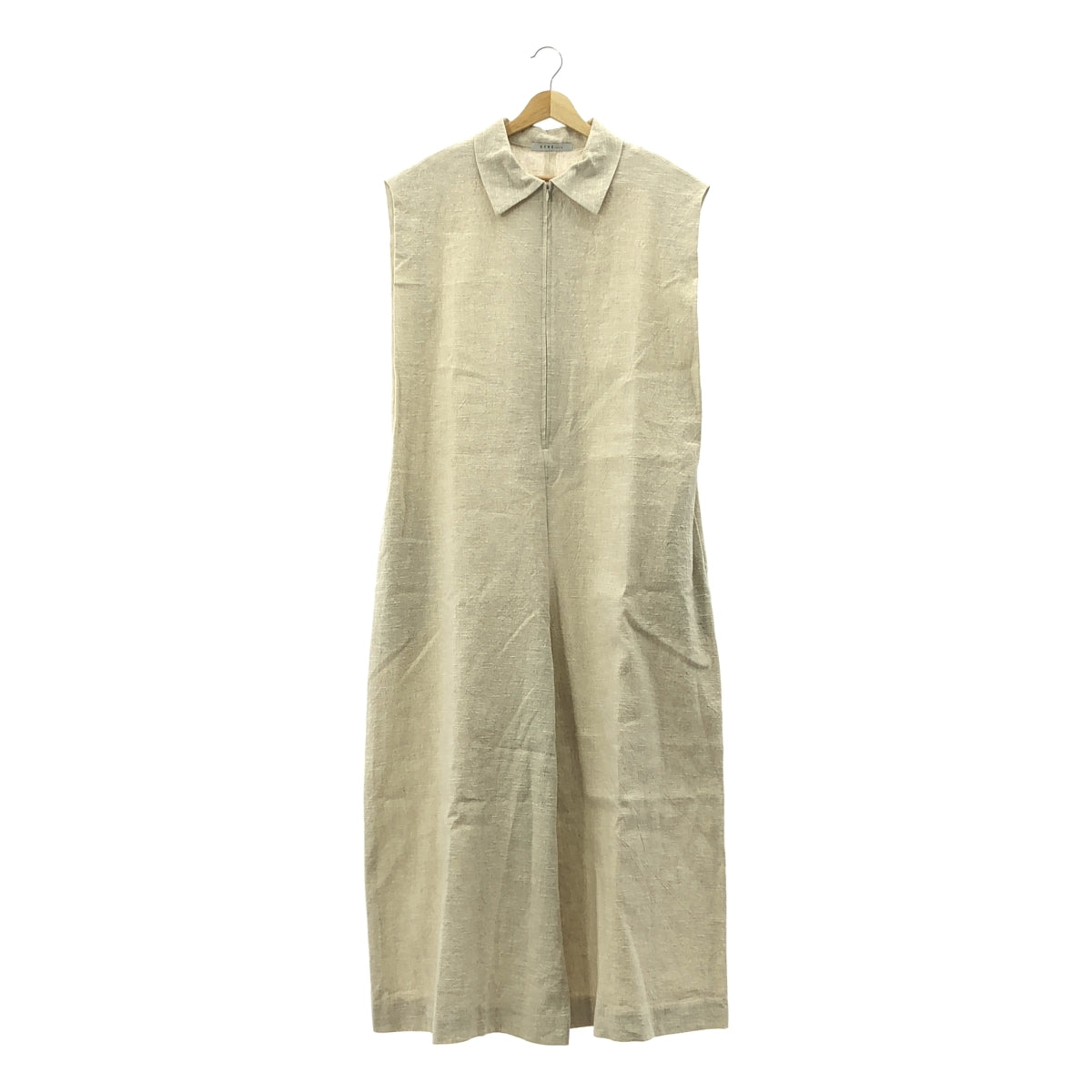 【新品】  ETRE TOKYO / エトレトウキョウ | コットンリネン ノースリーブ オールインワン | M | ライトベージュ | レディース