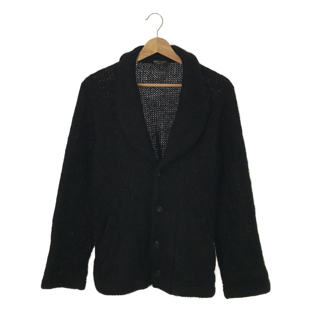 [Good Condition] COMME des GARCONS HOMME PLUS | 2001AW | Mohair wool shawl collar knit cardigan | Black | Men's