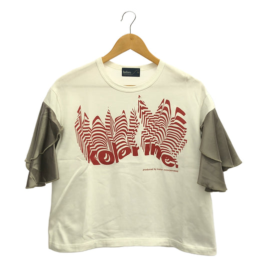 kolor / Color | Ruffle Sleeve Logo Top | 1 | White/Red/Gray | Women's