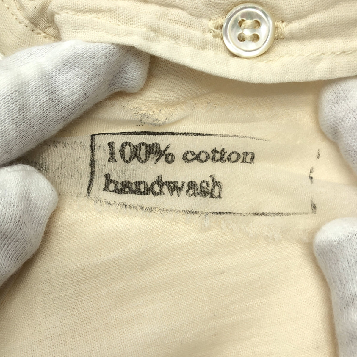 【美品】  Paul Harnden / ポールハーデン | M. Grandpa / ワッシャー バンドカラー シャツ | S | Natural D/L | メンズ