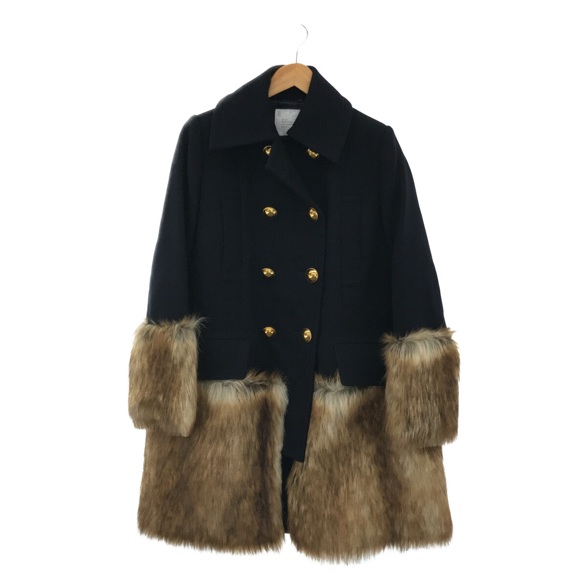 【美品】  sacai / サカイ | 2017AW | フェイクファー ドッキングPコート | 1 | ネイビー | レディース
