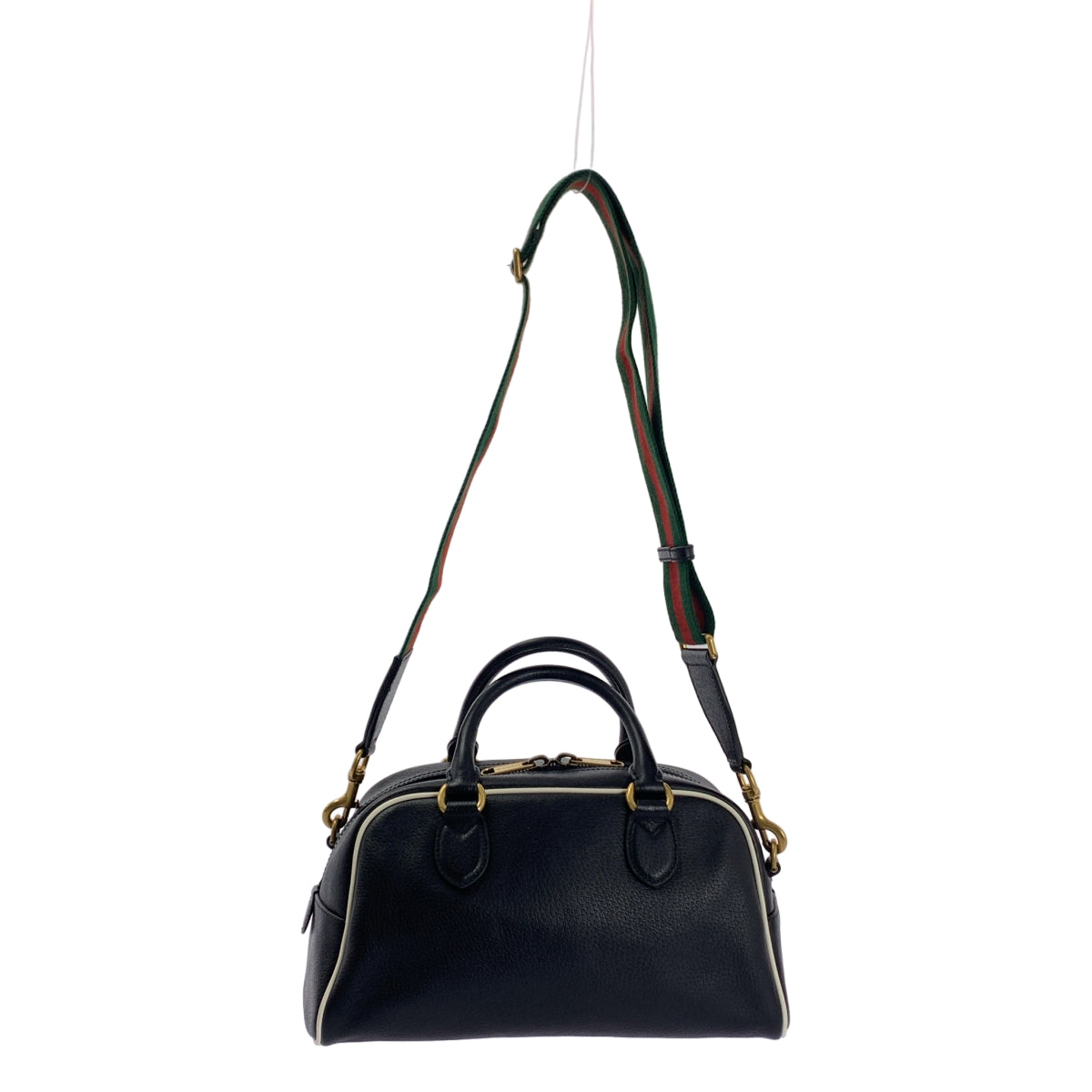 【美品】  GUCCI / グッチ | × adidas アディダスコラボ 702397 レザー ロゴプリント  2WAY ミニダッフルバッグ | ブラック | レディース
