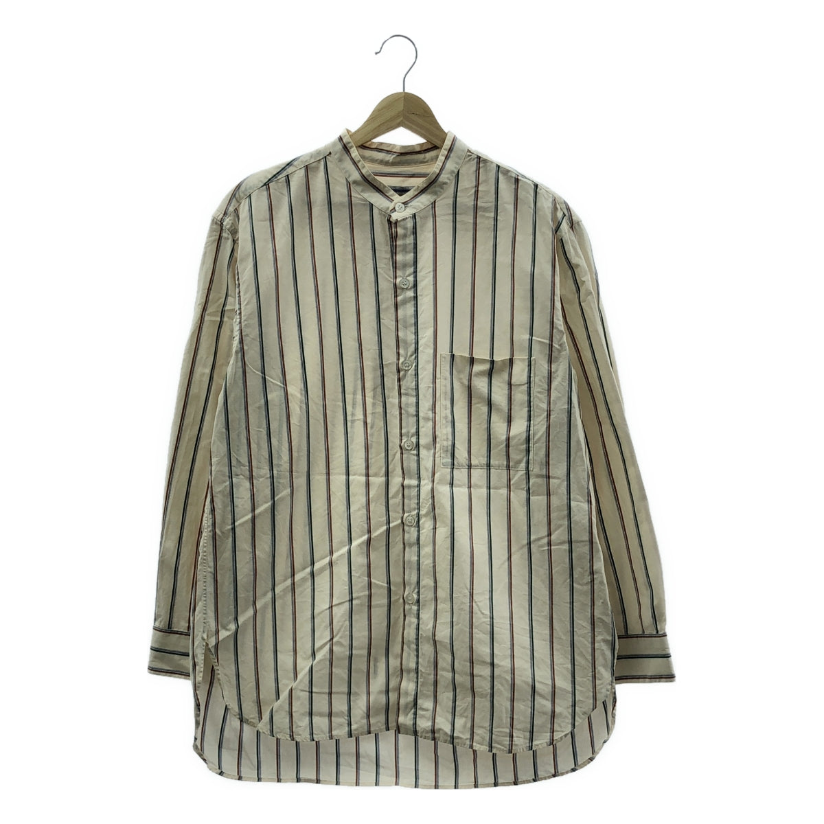 Cristaseya / クリスタセヤ | Mao Shirt / コットン ストライプ バンドカラーシャツ | S | メンズ