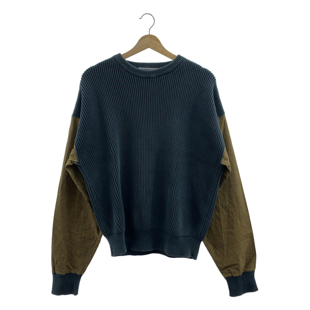 Cristaseya / クリスタセヤ | 2023SS | Cotton sweater with leather patch エルボーパッチ ニット | L | メンズ