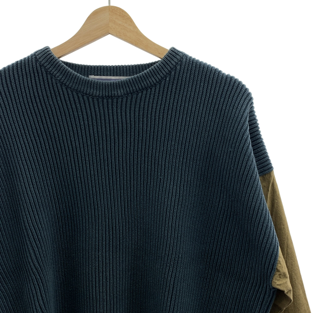 Cristaseya / クリスタセヤ | 2023SS | Cotton sweater with leather patch エルボーパッチ ニット | L | メンズ