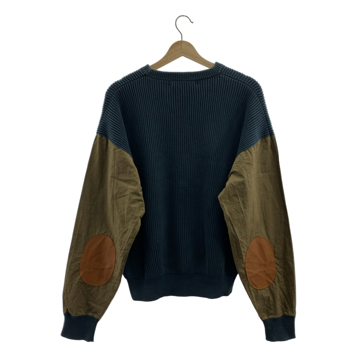 Cristaseya / クリスタセヤ | 2023SS | Cotton sweater with leather patch エルボーパッチ ニット | L | メンズ