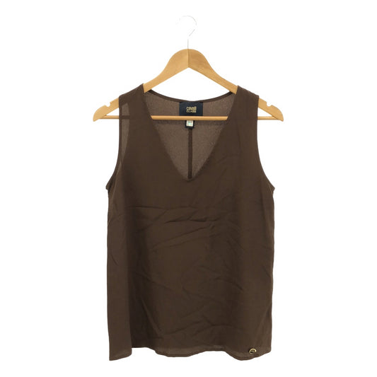 CLASS Roberto Cavalli | Silk blend V-neck sleeveless pullover | 40 | Brown | Women's