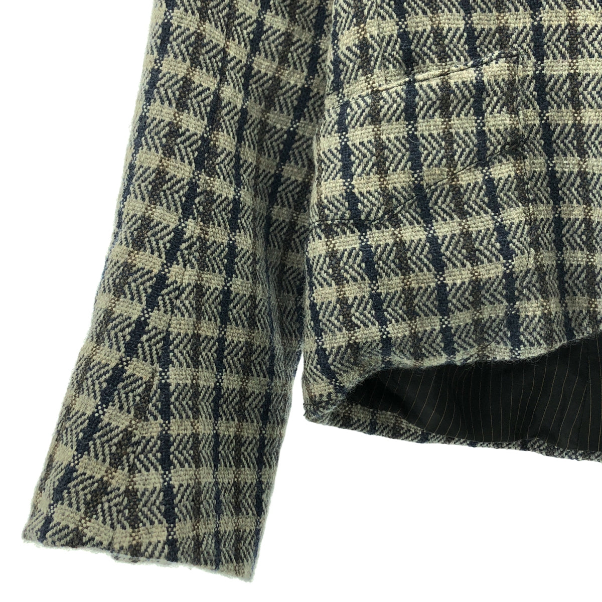 GEOFFREY B.SMALL / ジェフリーBスモール | Limited Edition / セットアップ all handwoven tessitura colombia alpaca wool fabric 手織り チェック ノーカラージャケット / スカート | S |