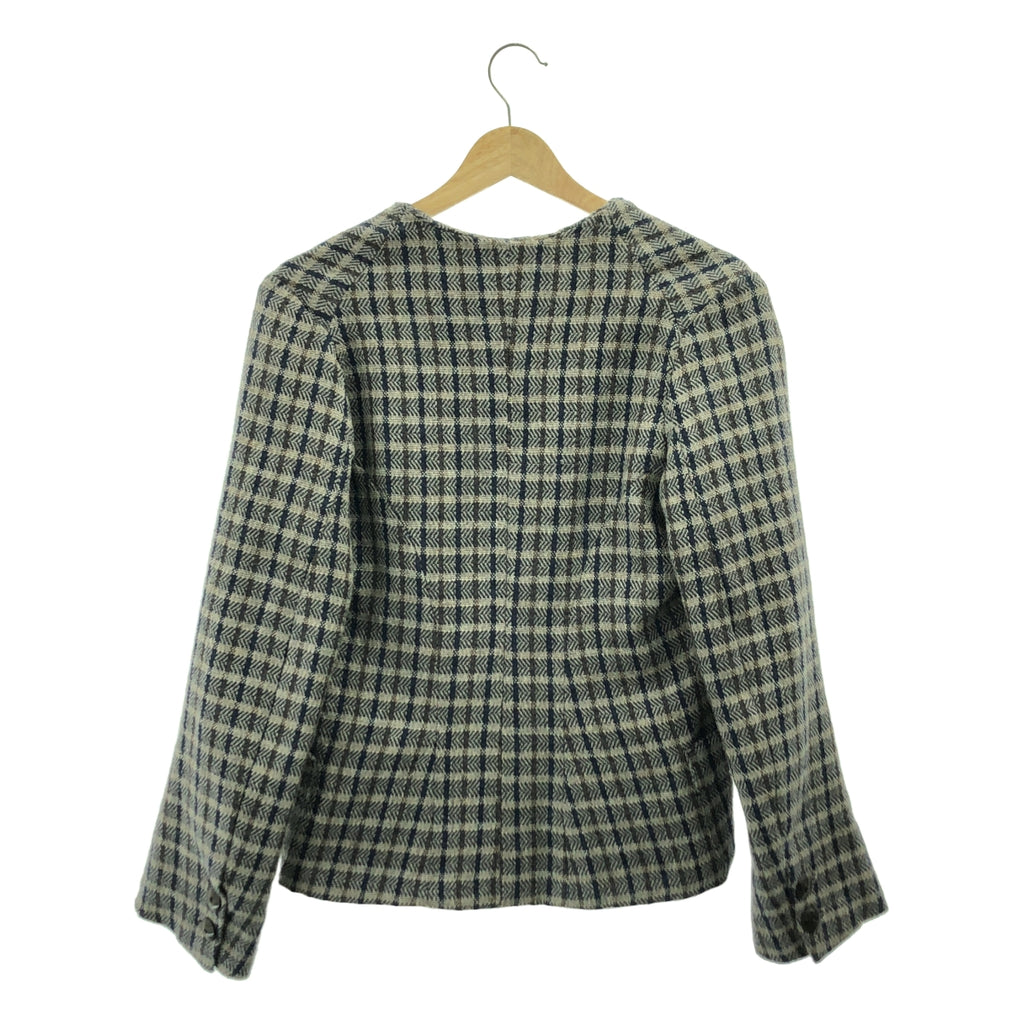 GEOFFREY B.SMALL / ジェフリーBスモール | Limited Edition / セットアップ all handwoven tessitura colombia alpaca wool fabric 手織り チェック ノーカラージャケット / スカート | S |