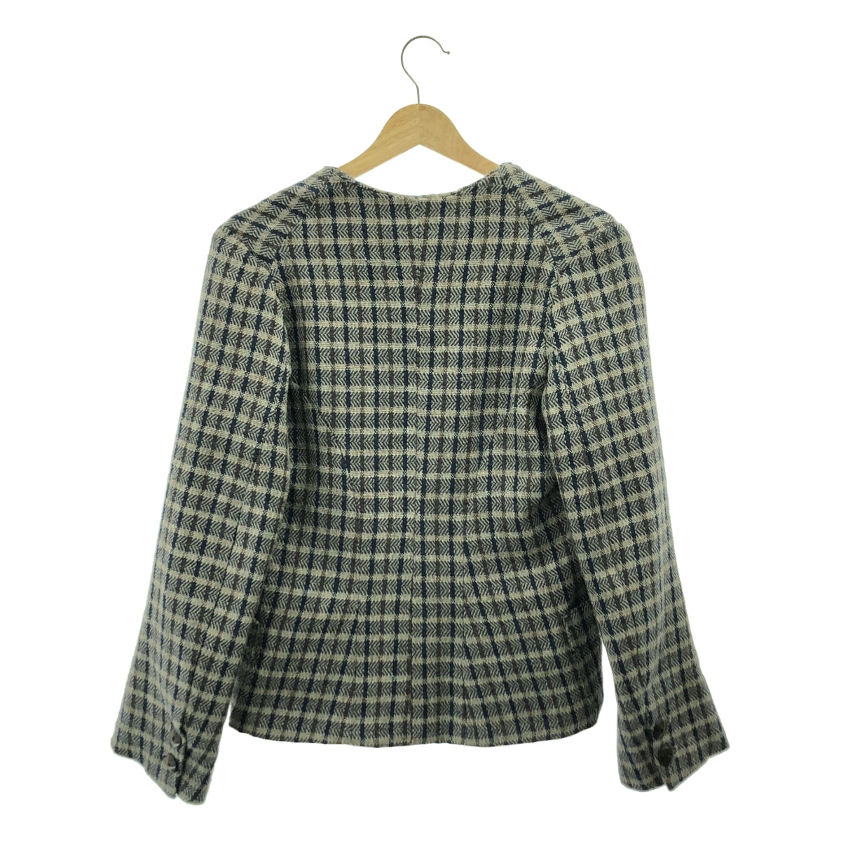 GEOFFREY B.SMALL / ジェフリーBスモール | Limited Edition / セットアップ all handwoven tessitura colombia alpaca wool fabric 手織り チェック ノーカラージャケット / スカート | S |