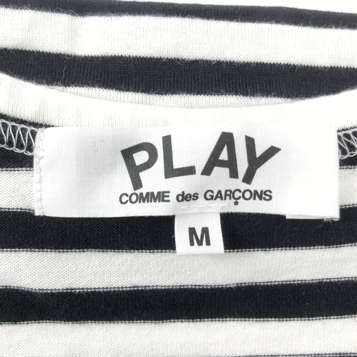 PLAY COMME des GARCONS / 플레이콤 데 갤슨 | AD2014 | 코튼 하트 헝겊 국경 크루넥 컷소우 | M |