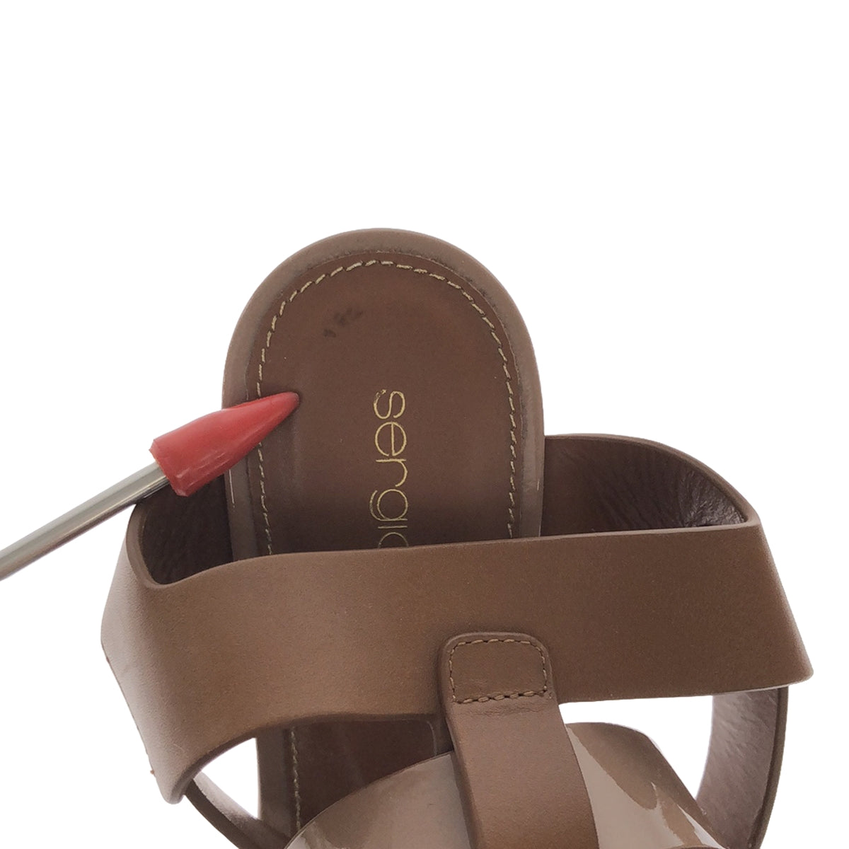 sergio rossi / Sergio Rossi | Patent leather ankle strap wood wedge sandals | 35 | Women's