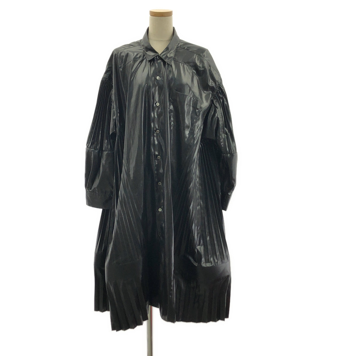 JUNYA WATANABE COMME des GARCONS / ジュンヤワタナベ | 2024AW | ポリエステル プリーツ ボリューム シャツ ワンピース | XS | レディース