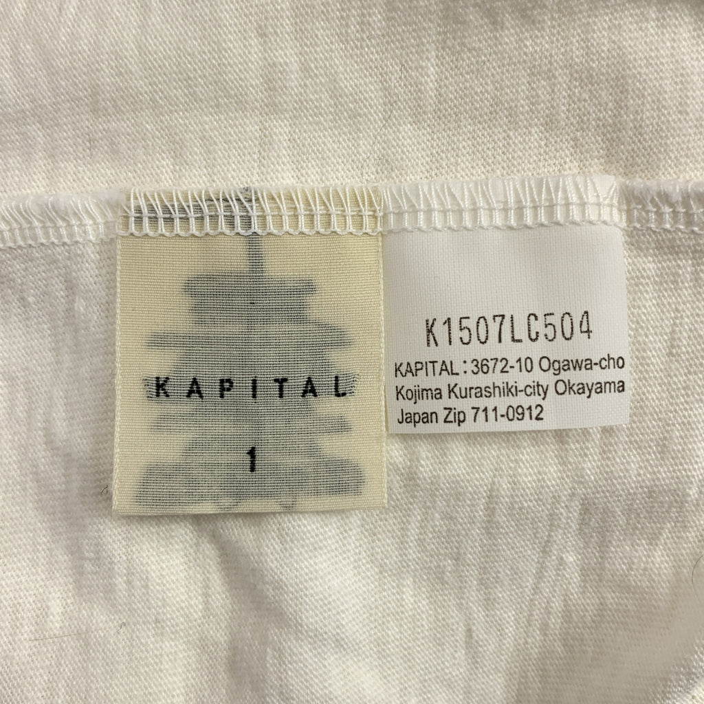 KAPITAL / キャピタル | スマイル プリントスリーブ カットソー | 1 | ホワイト | レディース
