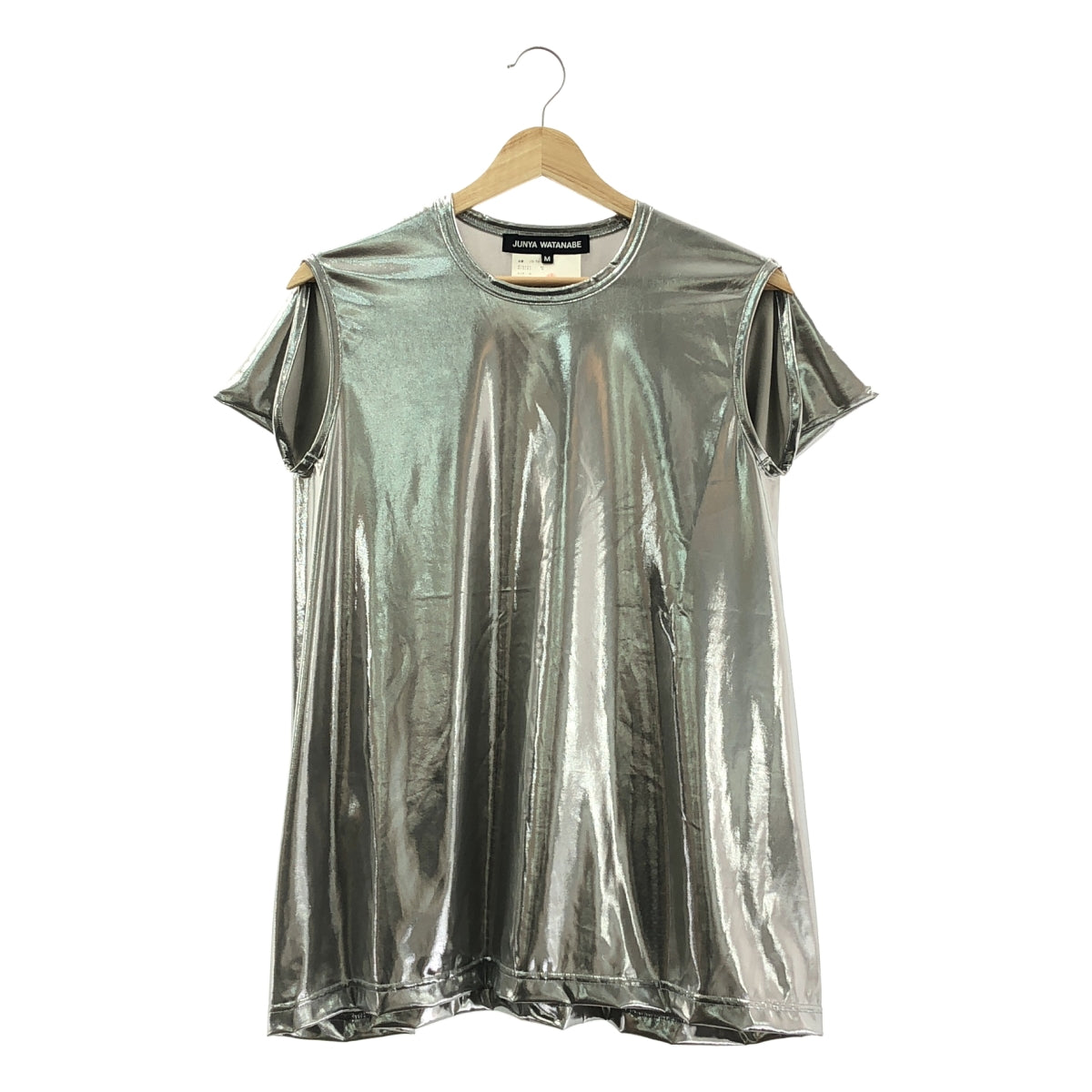 【미품】 JUNYA WATANABE / 준야와타나베 | 2025SS | 폴리에스텔 민소매 메탈릭 스퀘어 컷소우 | M | 실버 |
