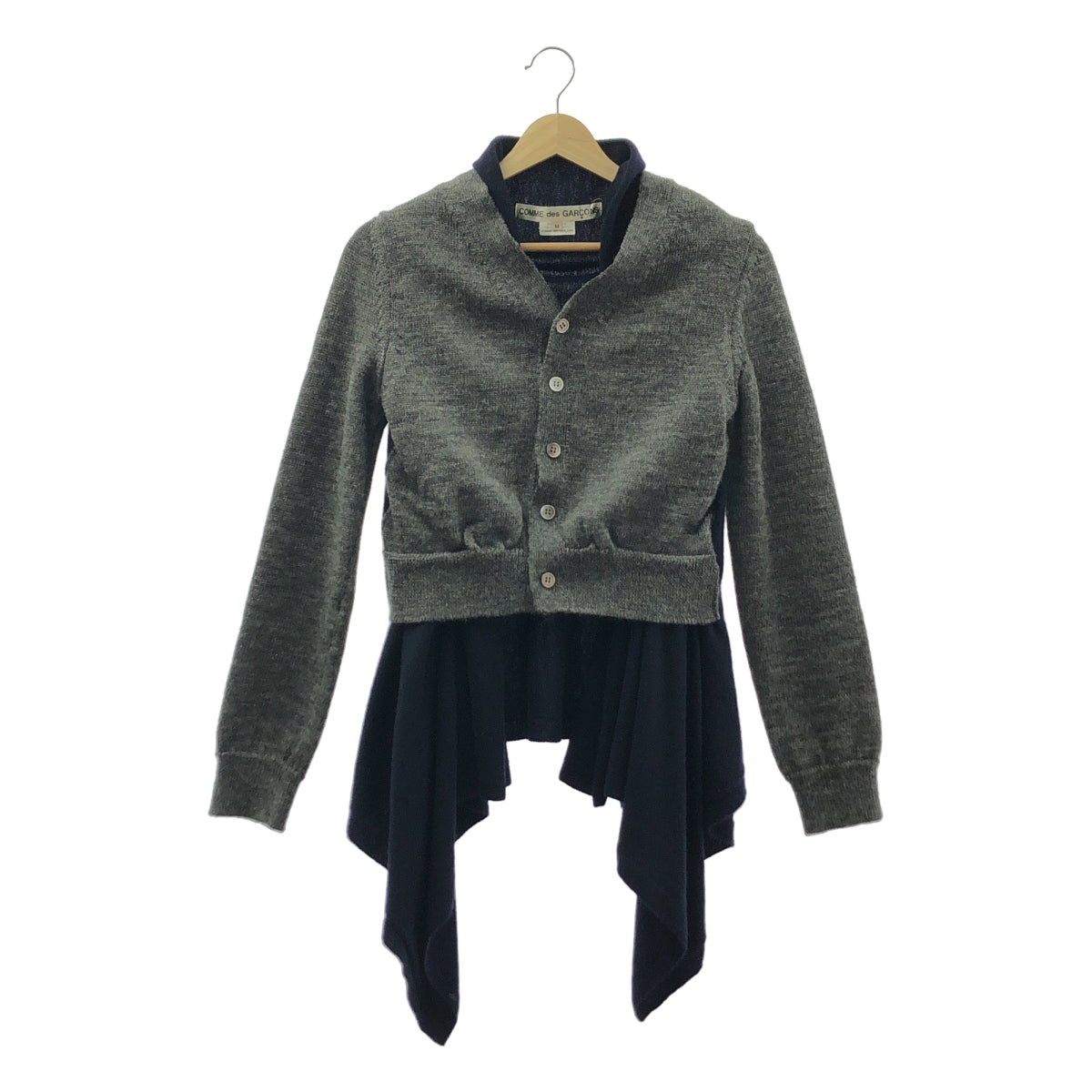 COMME des GARCONS / コムデギャルソン | 2009AW | ウール レイヤード ニット カーディガン | M | グレー/ネイビー | レディース