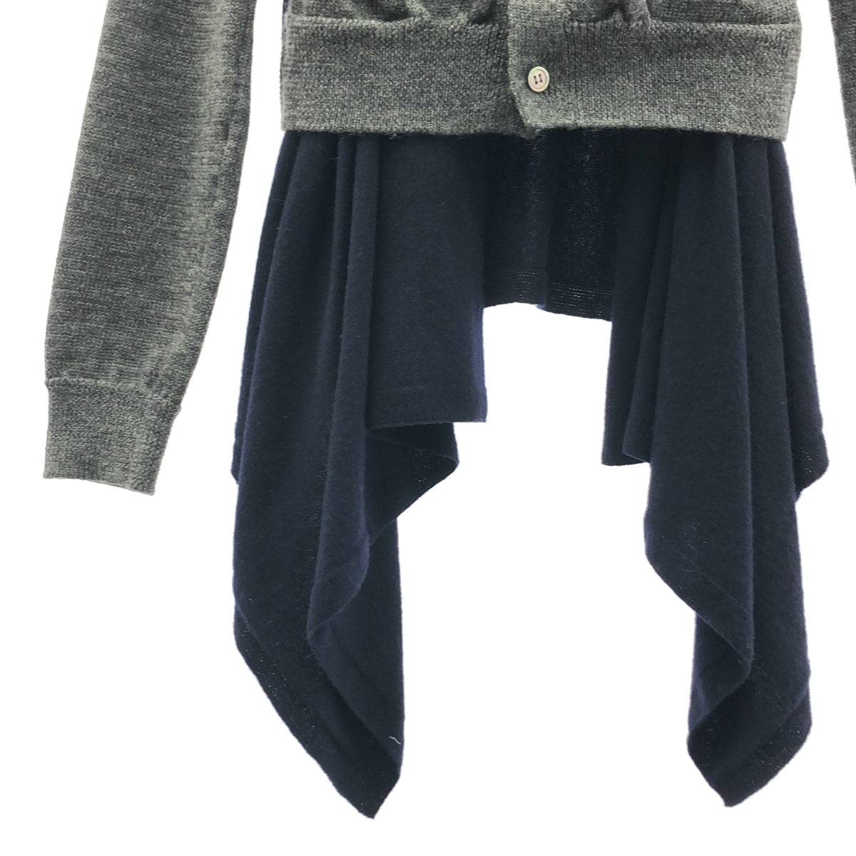 COMME des GARCONS / コムデギャルソン | 2009AW | ウール レイヤード ニット カーディガン | M | グレー/ネイビー | レディース