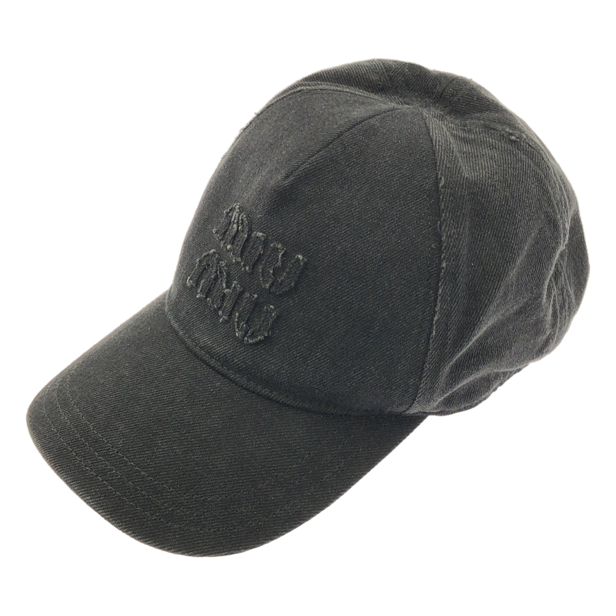 miu miu / ミュウミュウ | ロゴ ブラックデニム ベースボール キャップ 帽子 / ベルクロ調整可 / 5HC179 | M |