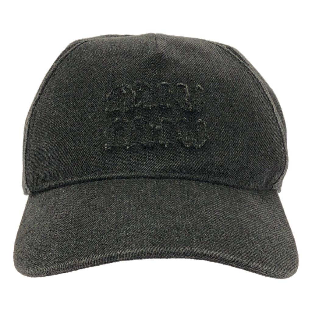 miu miu / ミュウミュウ | ロゴ ブラックデニム ベースボール キャップ 帽子 / ベルクロ調整可 / 5HC179 | M |