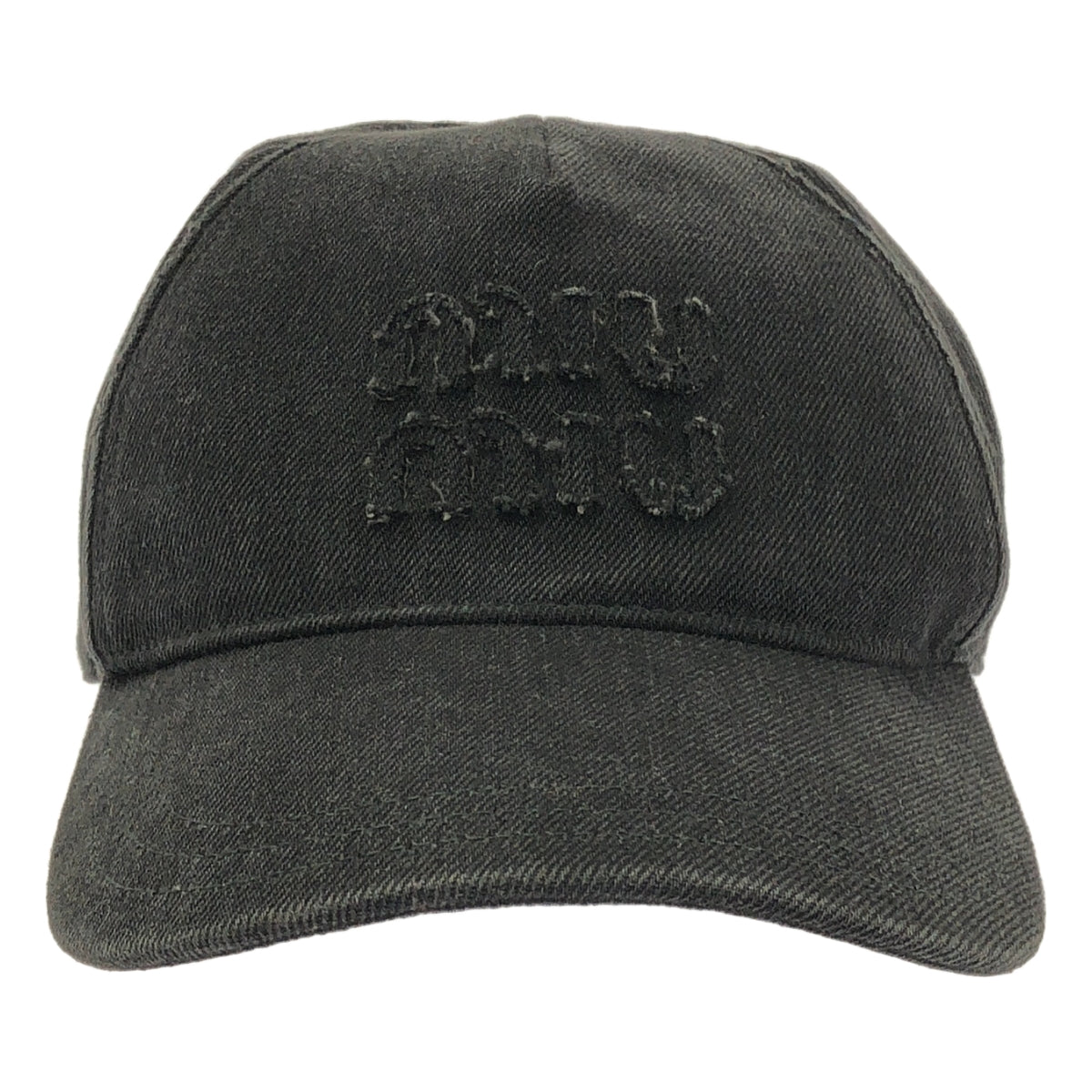 miu miu / ミュウミュウ | ロゴ ブラックデニム ベースボール キャップ 帽子 / ベルクロ調整可 / 5HC179 | M |